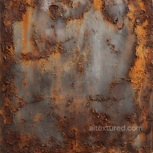 Rusted Metal Texture with Jagged Cracks and Holes seamless Rust PBR texture