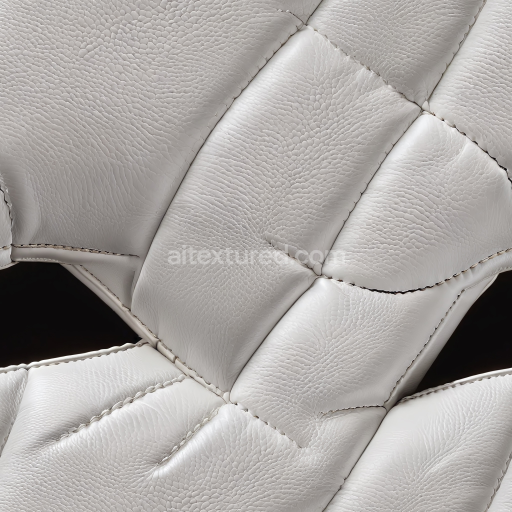 Seamless 3D Quilted White Pebbled Leather PBR Texture with Raised Stitching