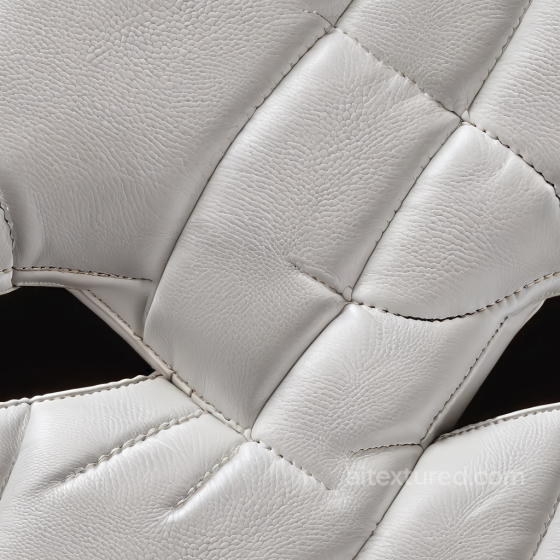 Quilted White Pebbled Leather PBR Texture with Raised Stitching Leather texture preview