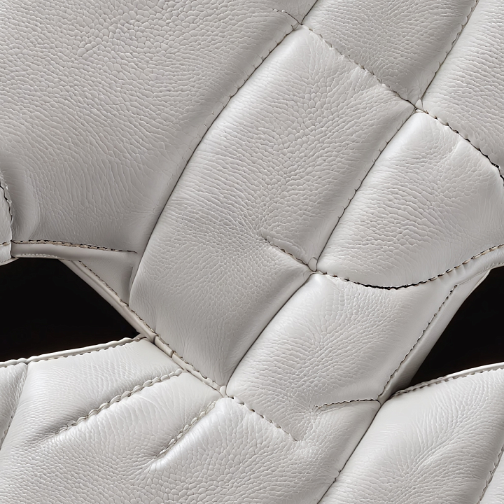Quilted White Pebbled Leather with Raised Stitching seamless PBR texture preview