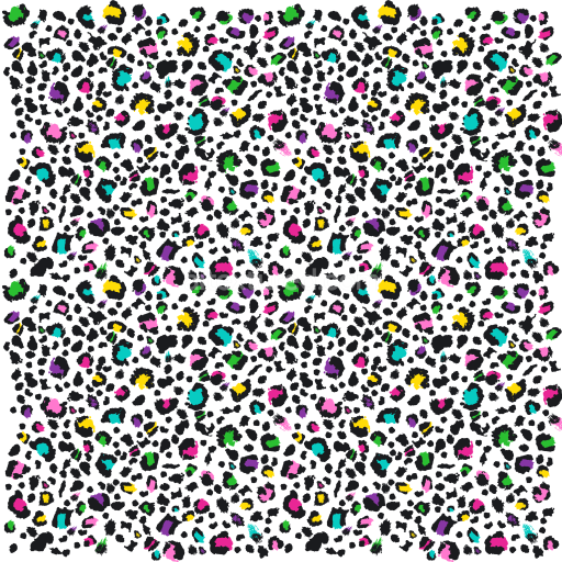 Seamless 3D PBR Texture of Bright Multicolor Leopard Print on White Fabric