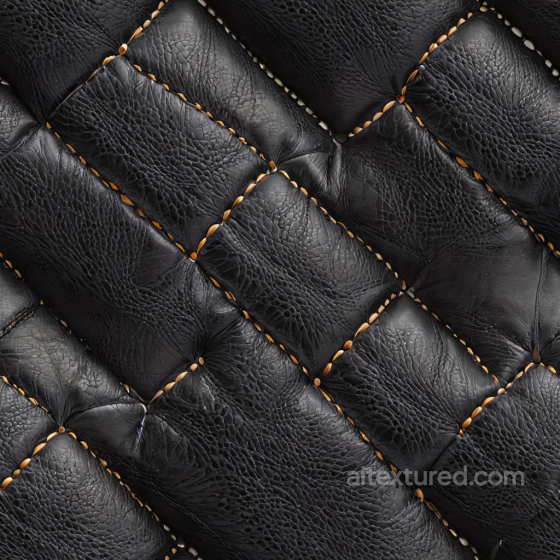Quilted Black Leather PBR Texture with Detailed Grain and Stitching Leather texture preview