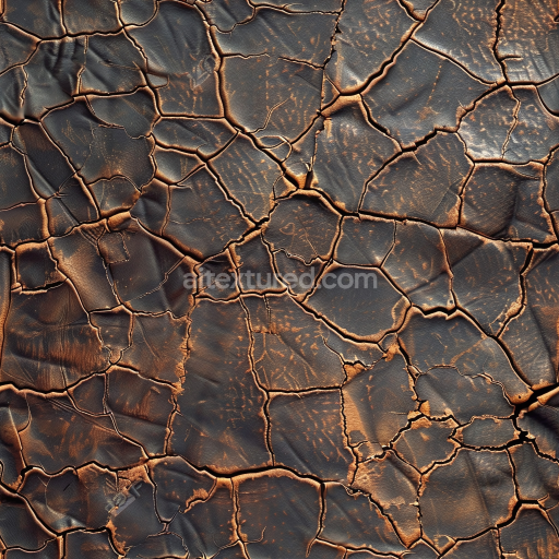 Seamless 3D PBR cracked aged leather texture with deep fissures and distressed finish