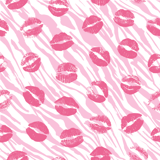 with Pink Lipprint Pattern on Light Pink Zebra Stripes seamless Baby girl  PBR texture