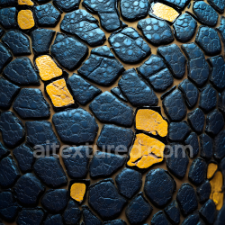 seamless Seamless 3D PBR Texture of Cracked Reptile Skin with Blue Scales and Yellow Highlights texture 8k free download PBR