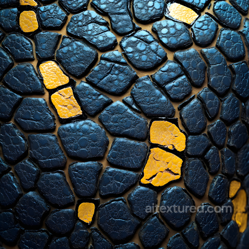 Cracked Reptile Skin Seamless Texture with Blue Scales and Yellow Highlights seamless Skin PBR texture