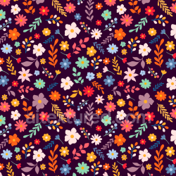 seamless Seamless 3D PBR Texture of Colorful Embroidered Floral Pattern on Dark Fabric texture 8k free download PBR