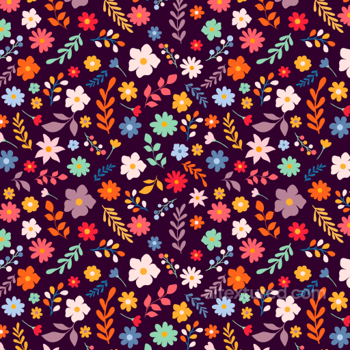 Colorful Embroidered Floral Pattern on Dark Fabric Seamless Texture seamless Embroidered floral PBR texture