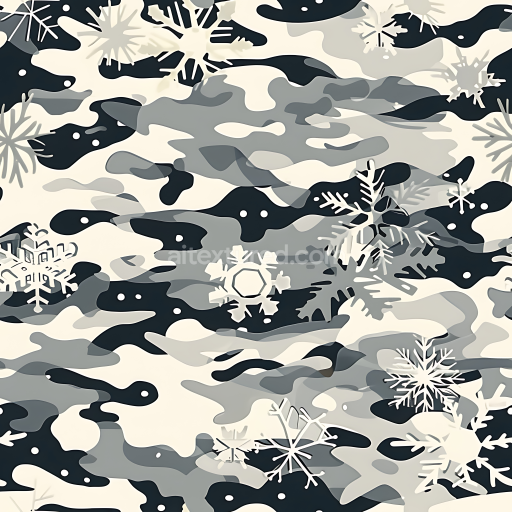 Seamless 3D Arctic Snow Camouflage PBR Texture with Layered Snowflakes