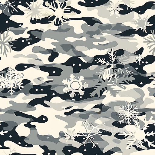 Arctic Snow Camouflage PBR Texture with Layered Snowflakes seamless Color Camouflage PBR texture