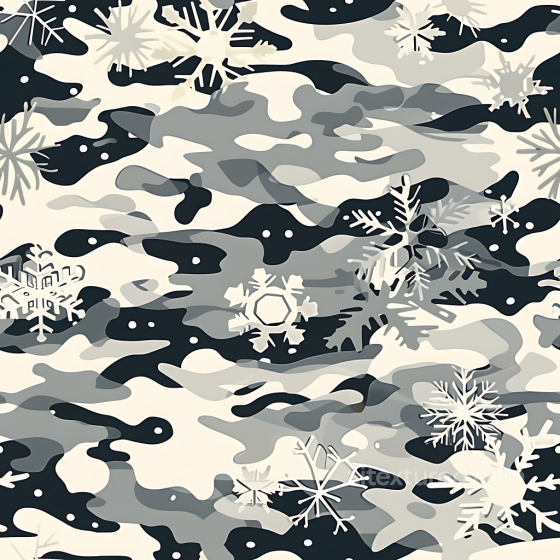 Arctic Snow Camouflage PBR Texture with Layered Snowflakes Color Camouflage texture preview