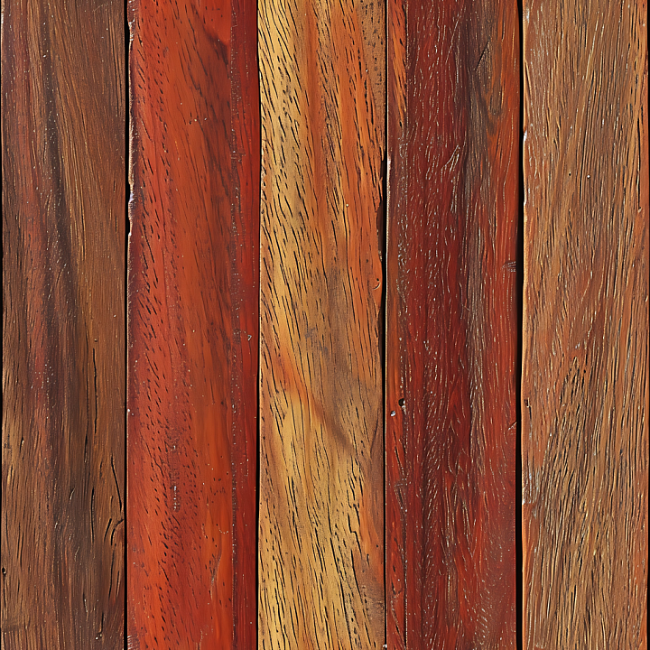 Aged Mahogany Wood Planks with Distinct Grain and Wear seamless PBR texture preview