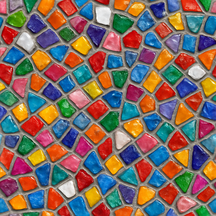 Smalti Glass Mosaic With Colorful Shards And Reflective Shards seamless PBR texture preview