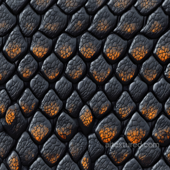 Skin PBR Texture Featuring Dark Reptilian Scales with Orange Accents Skin texture preview