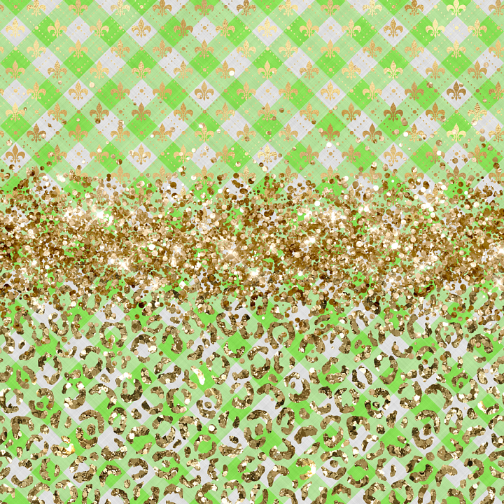 Fabric with Green Argyle and Gold Glitter seamless PBR texture preview
