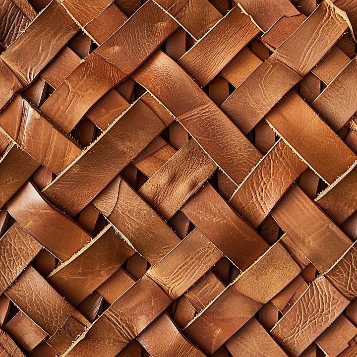 Woven Brown Leather with Natural Grain and Creases seamless PBR texture preview