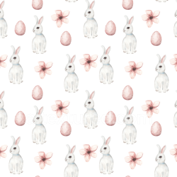 seamless Seamless 3D PBR texture with watercolor bunnies, flowers, and eggs texture 8k free download PBR