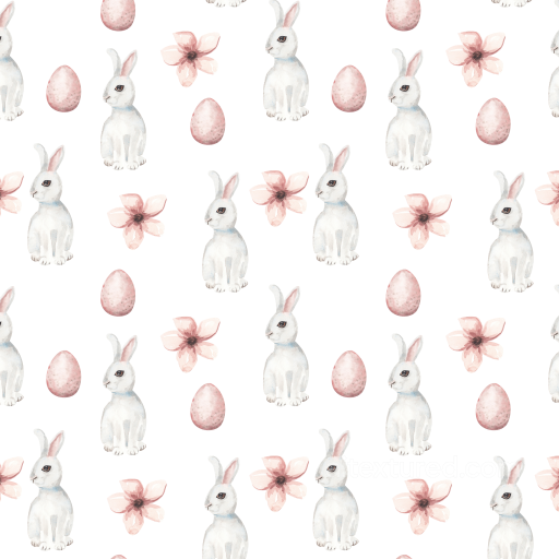 With Watercolor Bunnies, Flowers, And Eggs seamless All Christmas Digital paper PBR texture