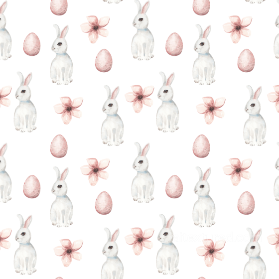 With Watercolor Bunnies, Flowers, And Eggs All Christmas Digital paper texture preview