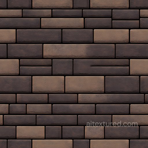 Cracked Brick Wall Texture with Dark Brown Tones and Subtle Damage seamless Brick PBR texture