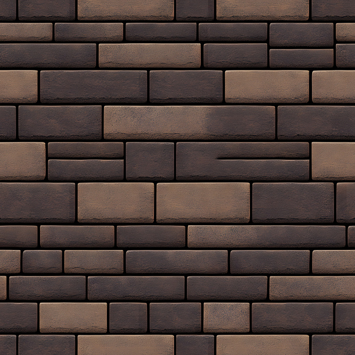 Cracked Brick Wall with Dark Brown Tones and Subtle Damage seamless PBR texture preview