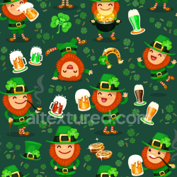 seamless Seamless 3D PBR digital paper texture with St Patrick leprechauns and beer texture 8k free download PBR