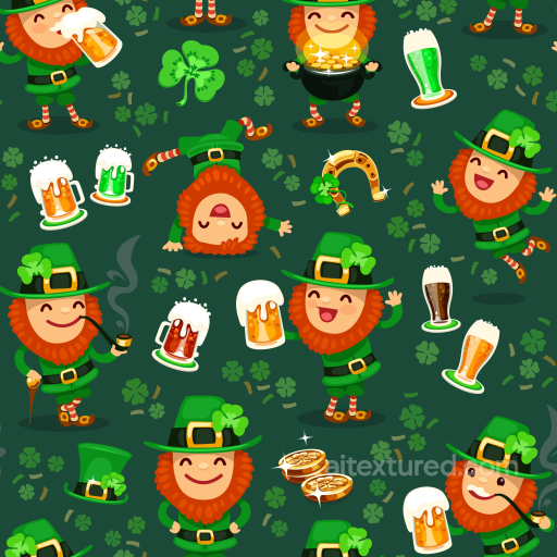 Digital Paper Texture With St Patrick Leprechauns And Beer seamless St patrick digital paper bundle PBR texture