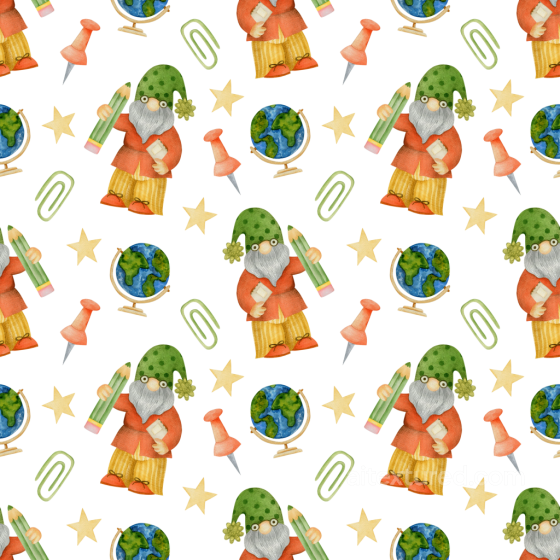 with Whimsical Gnome and School Icons Pattern St patrick texture preview