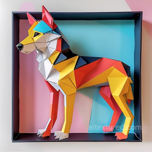 Animal - Seamless 3D PBR Texture of Colorful Origami-Style Canaan Dog Pattern texture preview