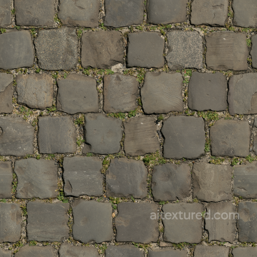 Cobblestone Old Garden seamless Moss PBR texture