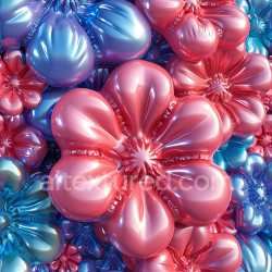 seamless Seamless 3D Inflated PBR Texture with Glossy Puffy Vinyl Floral Panels in Red and Blue texture 8k free download PBR