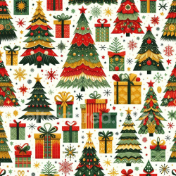 seamless Seamless 3D PBR texture of colorful Christmas trees and gift boxes digital paper texture 8k free download PBR