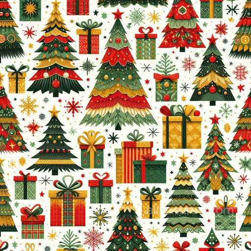 Of Colorful Christmas Trees And Gift Boxes Digital Paper seamless All Christmas Digital paper PBR texture