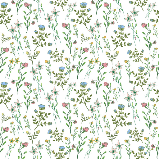 Pattern Bundle - Seamless 3D PBR Pattern Texture Featuring Delicate Wildflower Motifs on White texture preview