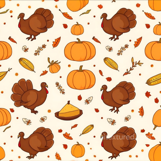 Featuring Illustrated Turkeys and Autumn Symbols Thanksgiving texture preview