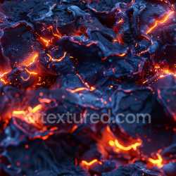 seamless Seamless 3D PBR Texture of Glossy Dark Volcanic Rock with Glowing Lava Veins texture 8k free download PBR