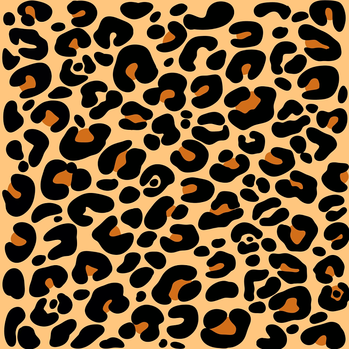 Leopard Print Fabric with Bold Black and Orange Spots seamless PBR texture preview