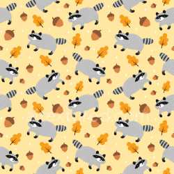 Pattern Bundle - Seamless 3D Pattern PBR Texture with Playful Raccoon Motifs and Autumn Leaves texture preview