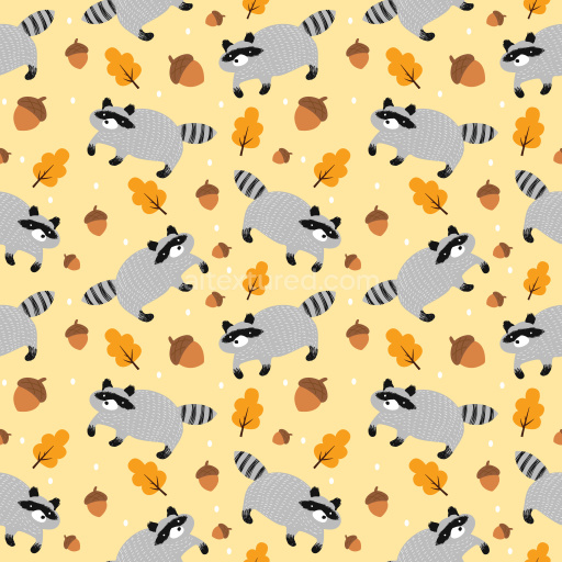 Pattern Bundle - Seamless 3D Pattern PBR Texture with Playful Raccoon Motifs and Autumn Leaves texture preview