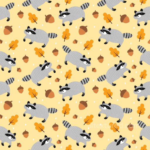 Pattern PBR Texture with Playful Raccoon Motifs and Autumn Leaves seamless Pattern Bundle PBR texture