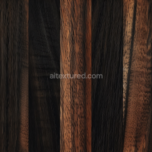 Seamless 3D PBR Texture of Dark Wenge Wood Planks with Unique Grain Patterns