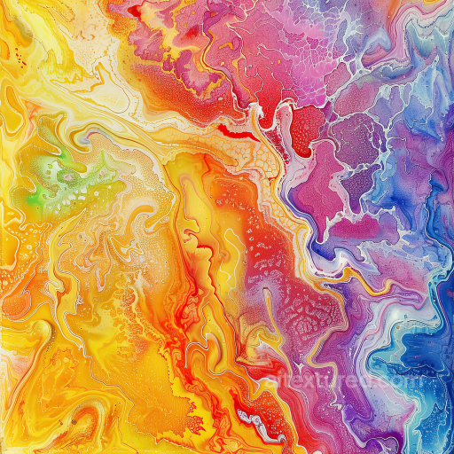 Alcohol Ink PBR Texture Featuring Vibrant Multicolor Swirls and Organic Fluid Movement seamless Alcohol ink PBR texture