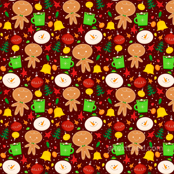 Featuring Cartoon Christmas Icons on Red Background All Christmas Digital paper texture preview