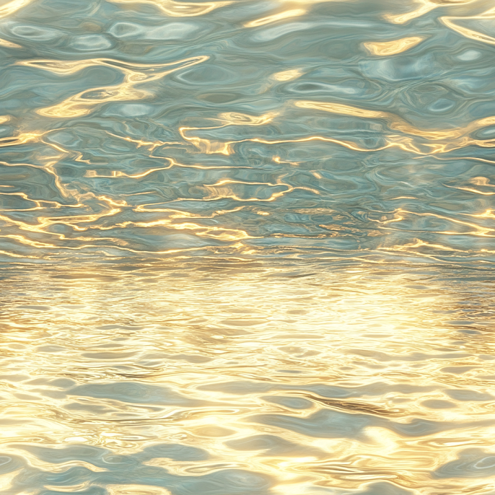 Water with Golden Reflective Ripples and Soft Wave Patterns seamless PBR texture preview