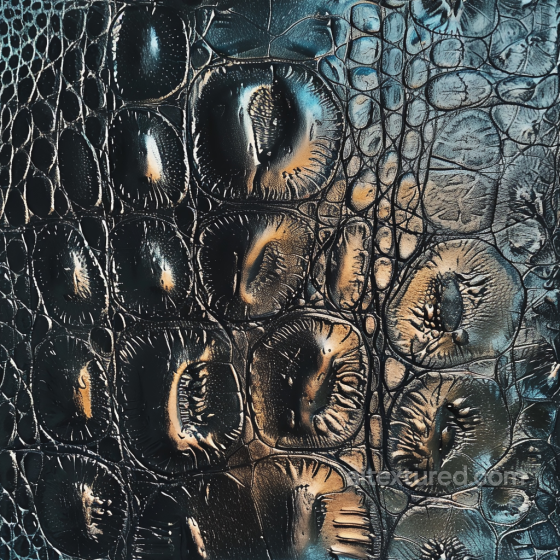 Glossy Black Crocodile Leather Seamless Texture with Deep Scales & Fine Detailing Leather texture preview