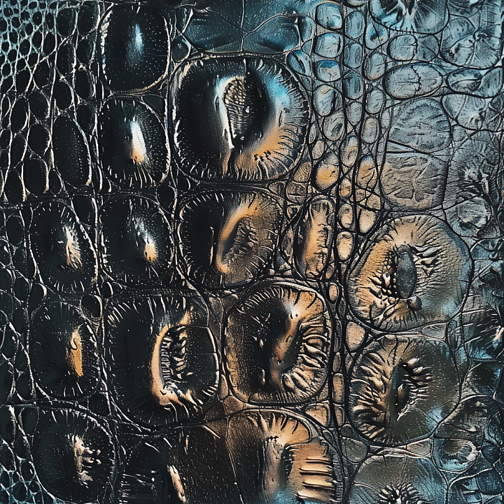 Glossy Black Crocodile Leather with Deep Scales & Fine Detailing seamless PBR texture preview