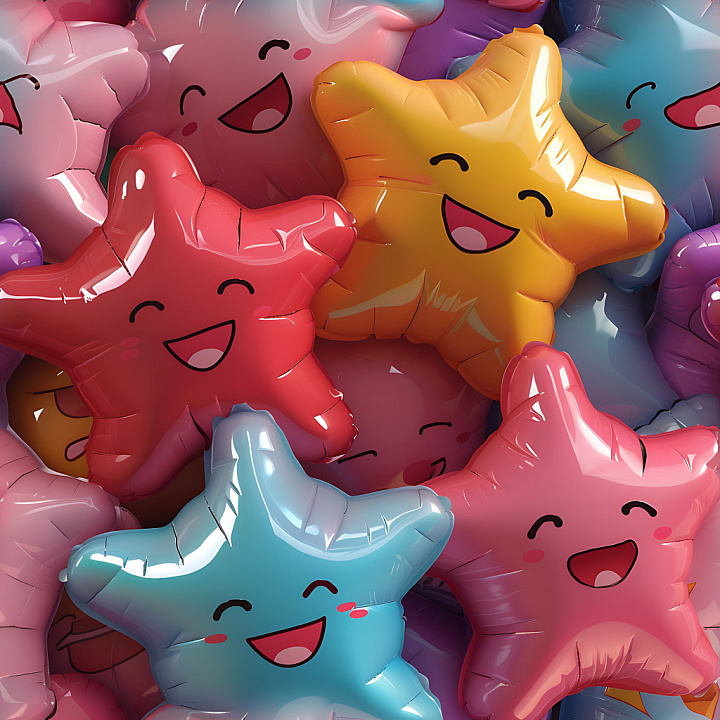 Inflated Star Balloon with Glossy Colorful Surface seamless PBR texture preview