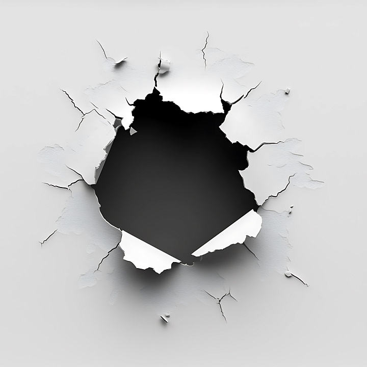Cracked White Wall With Torn Edges And Hole seamless PBR texture preview