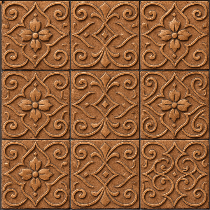 Patterned Clay Tiles seamless PBR texture preview