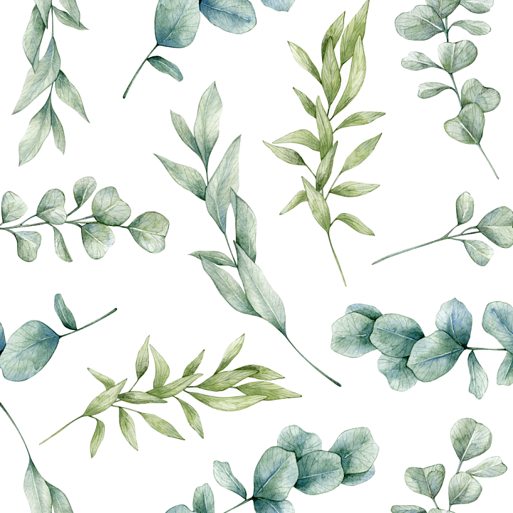 Watercolor Greenery Featuring Delicate Leaf Patterns seamless PBR texture preview